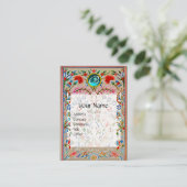 レッドピンクブルーフローラダマスクモノグラムクラフト 名刺 (スタンド正面)