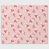 レッドピンクホワイトホリーベリーミストレトークリスマスW ラッピングペーパー (フラット)