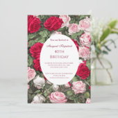レッドピンクホワイトローズバースデーパーティー 招待状 (スタンド正面)