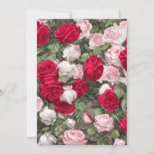 レッドピンクホワイトローズバースデーパーティー 招待状 (裏面)