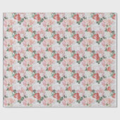 レッドピンクホワイトローズフローラブライダルシャワー ラッピングペーパー (フラット)