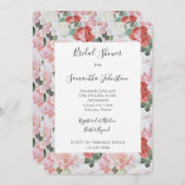 レッドピンクホワイトローズフローラブライダルシャワー 招待状 (正面/裏面)