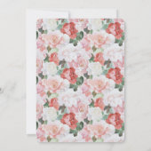レッドピンクホワイトローズフローラブライダルシャワー 招待状 (裏面)
