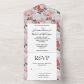 レッドピンクホワイトローズフローラ結婚ズ オールインワン招待状 (内側)
