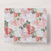 レッドピンクホワイトローズフローラ結婚ズ オールインワン招待状 (裏面)