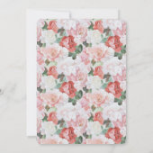 レッドピンクホワイトローズフローラ誕生日 招待状 (裏面)