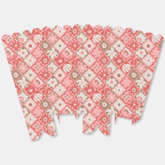 レッドピンクホワイトヴィンテージレトロフローラGroovy フェイバーボックス (見開き)