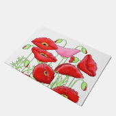 レッドピンクポピーカスタムズアート装飾ホワイト ドアマット (アングル)