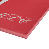 レッドピンクポピーズアートカスタムモノグラムパーソナライズされた カッティングボード (角)