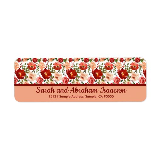 レッドピンクポピーフローラバラ差出人住所 ラベル (正面)