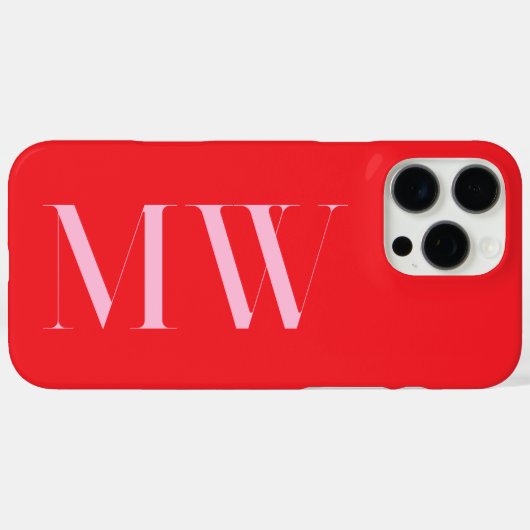 レッドピンクミニマモダンリストイニシャルモノグラム Case-Mate iPhoneケース (裏面 (横))