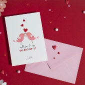 レッドピンクミニマルイラストレーションバレンタインデー 招待状