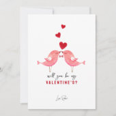 レッドピンクミニマルイラストレーションバレンタインデー 招待状 (正面)