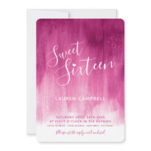 レッドピンクモダンアートsweet sixteen招待状