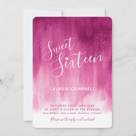 レッドピンクモダンアートsweet sixteen招待状 招待状