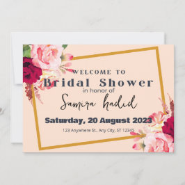 レッドピンクモダンウェディングシャワー 招待状