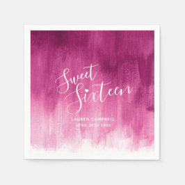 レッドピンクモダン抽象芸術アート16歳の誕生日 スタンダードカクテルナプキン