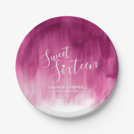 レッドピンクモダン抽象芸術アート16歳の誕生日 ペーパープレート