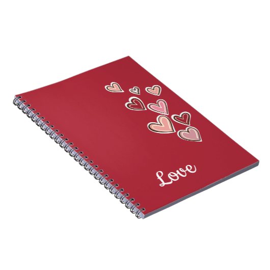 レッドピンクラブハート(白文字) ノートブック (右側)