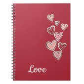 レッドピンクラブハート(白文字) ノートブック (正面)
