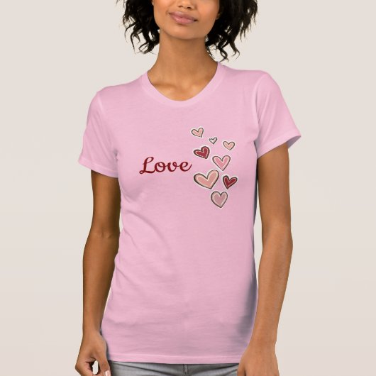 レッドピンクラブハート Tシャツ (正面)