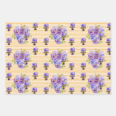 レッドピンクリリーブラワーフローラリリー水彩ブルー ラッピングペーパーシート (正面2)