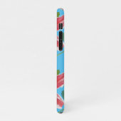 レッドピンクリリーユリフローラブルーユアジョイ iPhoneケース (左側)