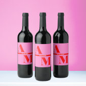 レッドピンクレトロはっきりしたタイポグラフィ結婚ズ ワインラベル