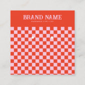 レッドピンクレトロはっきりしたGroovyイヤリングディスプレイ スクエア名刺 (正面)