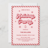 レッドピンクレトロクリスマス 招待状 (正面)