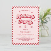 レッドピンクレトロクリスマス 招待状 (スタンド正面)