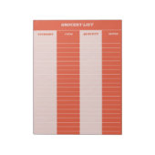 レッドピンクレトロ食料品店メモ帳 ノートパッド (回転)