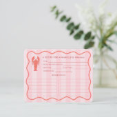 レッドピンクロブスタードードルブライダルシャワーレシピカード 招待状 (スタンド正面)