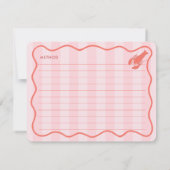 レッドピンクロブスタードードルブライダルシャワーレシピカード 招待状 (裏面)