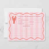 レッドピンクロブスタードードルブライダルシャワーレシピカード 招待状 (正面)