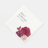 レッドピンクローズクランベリーブライダルシャワー スタンダードランチョンナプキン (角)