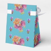 レッドピンクローズシャビーシックティール(緑がかった色)アクアフローラの好意 フェイバーボックス (裏面サイド)