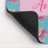 レッドピンクローズシャビーシックティール(緑がかった色)アクアフローラフラワー マウスパッド (コーナー)