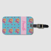 レッドピンクローズシャビーシックティール(緑がかった色)アクアフローラフラワー ラゲッジタグ (正面横)