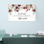 レッドピンクローズフローラブライダルシャワー歓迎 横断幕 (トレードショー)