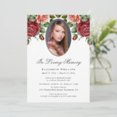 レッドピンクローズフローラ写真追悼会 招待状 (スタンド正面)