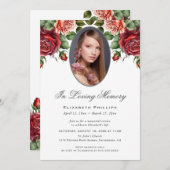 レッドピンクローズフローラ写真追悼会 招待状 (正面/裏面)