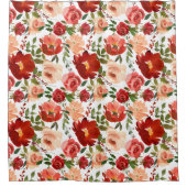 レッドピンクローズポピートレンディーガーリーシャワーカーテン シャワーカーテン (正面)