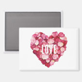 レッドピンクローズ花びらフローララブ マグネット (正面/裏面)