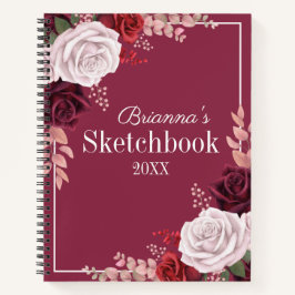 レッドピンクローゼズナマエ名Sketchbook Notebook ノートブック