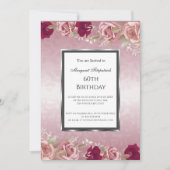 レッドピンクローゼピンク誕生日パーティー 招待状 (正面)