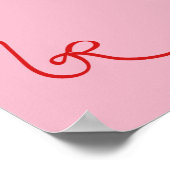 レッドピンク手書きブライダルシャワーへようこそ ポスター (角)