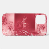 レッドピンク抽象芸術フローラ名前をカスタムする Case-Mate iPhoneケース (裏面 (横))