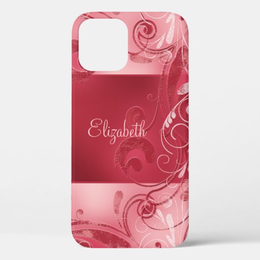 レッドピンク抽象芸術フローラ名前をカスタムする Case-Mate iPhoneケース (裏面)