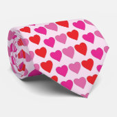 レッドピンク明るい赤紫色ハート ネクタイ (ロール)